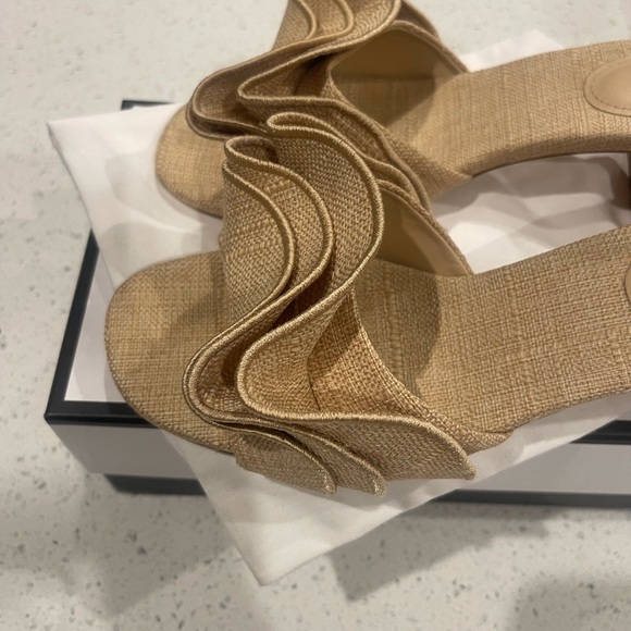 Larroude Tan Ruffle Heels - Picture 3 of 8